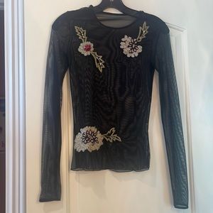 Chic mesh embroidered blouse